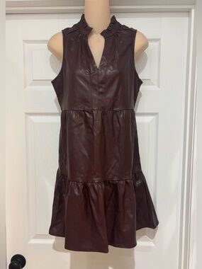Dear John Faux Leather Dress in Wine